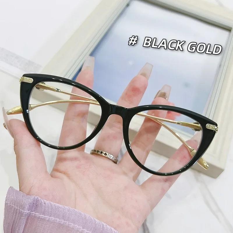 Ultra-lightweight and Trendy Black Framed Cat Eye Shape Reading Eyeglasses Blue Ray Blocking Far Sight Eyeglasses Protect Eyes 0 TO +4.0