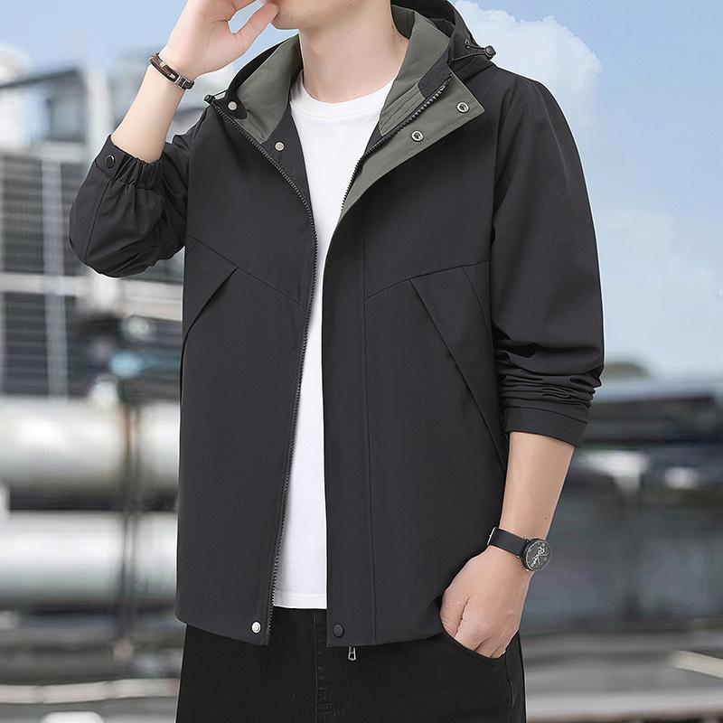 Kabát Pánský jarní a podzimní trend bunda s kapucí volný ležérní univerzální top