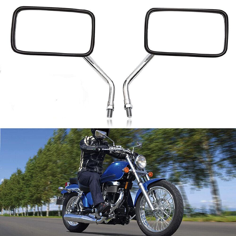 Pair Universal Rectangle Motorcycle Rearview Mirrors 10mm Chrome retrovisor moto mirror moto For Honda Motorbike Scooter E-Bike