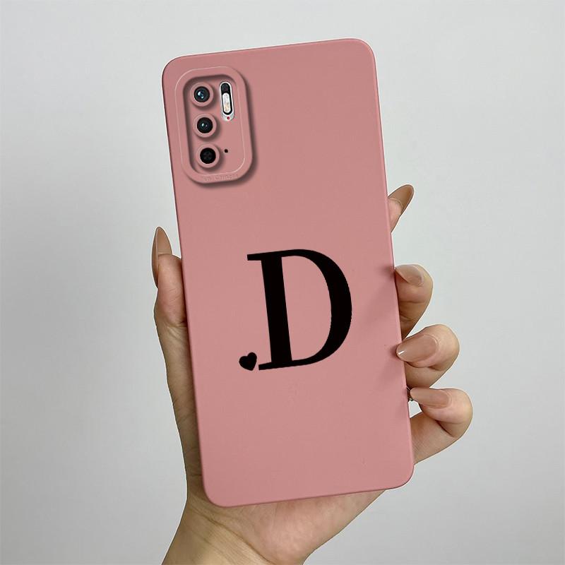For Xiaomi Redmi Note 10 5G Case Redmi Note 10T 5G Cover M2103K19G Cute Initial Letters Square Phone Case Shockproof Back Cover