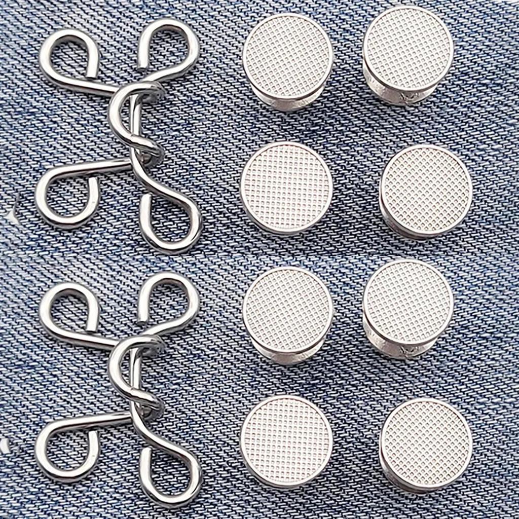 2páry Sponky na zúžení pasu sukně/kalhot, brože, džínové knoflíky s klipem pro nastavení pasu, perlová sada dámských broží, DIY oděvní doplňky