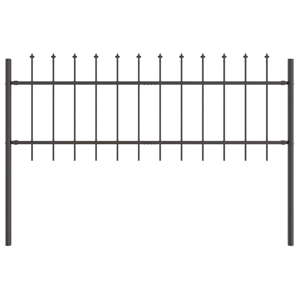 Garden Fence Panel Set 5 Pcs Gray 8.5 X 0.6 M Powder Coated Steel