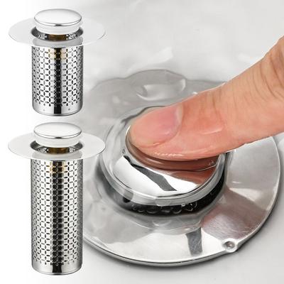 Stainless Steel Pop Up Drain Filter Hair Trap Sink Strainer  Bathroom Accessory