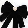 Vintage Velvets Bows Tie Brooch Pin for Women Rhinestones Pearls Uniform Pre Tied Bowknot Corsage Necktie Accessories