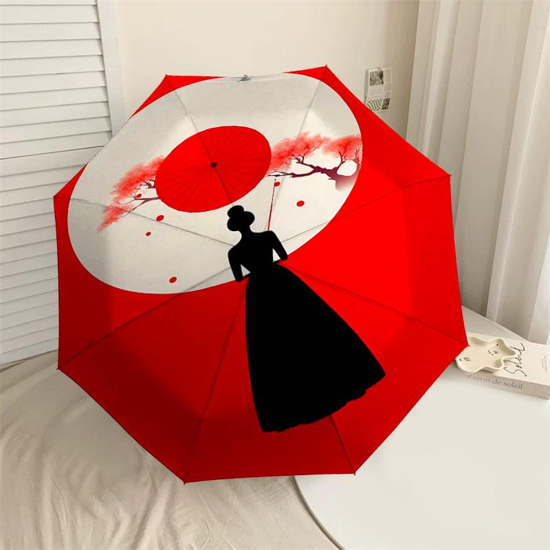 1pc woman umbrella Automatic Open/Close Umbrella Compact Folding Umbrella with 8-Rib Shaft for Women/Men, Elegant Birthday1289S