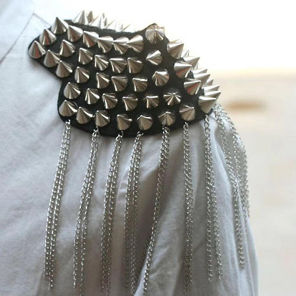 Cool Club Tassel Chain Epaulette Breastpin Jacket Vintage Brooch  Stage performance