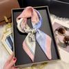 Wind Scarf Square Scarf Simulation Silk 70Cm Retro Cashew Print Literary Headband Suit With Decorative Scarf