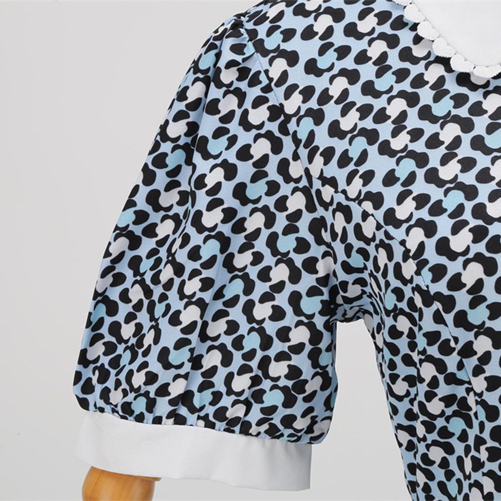 Dámské ležérní módní šaty s límcem pro panenky s krátkým rukávem a potištěným lemem