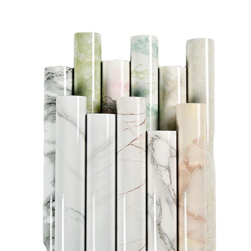 Marble Kitchen Water-Repellent And Oil Proof Sticker Cabinet Renovation Self-Adhesive Vinyl Wall Cover Stove Top Wall Cover