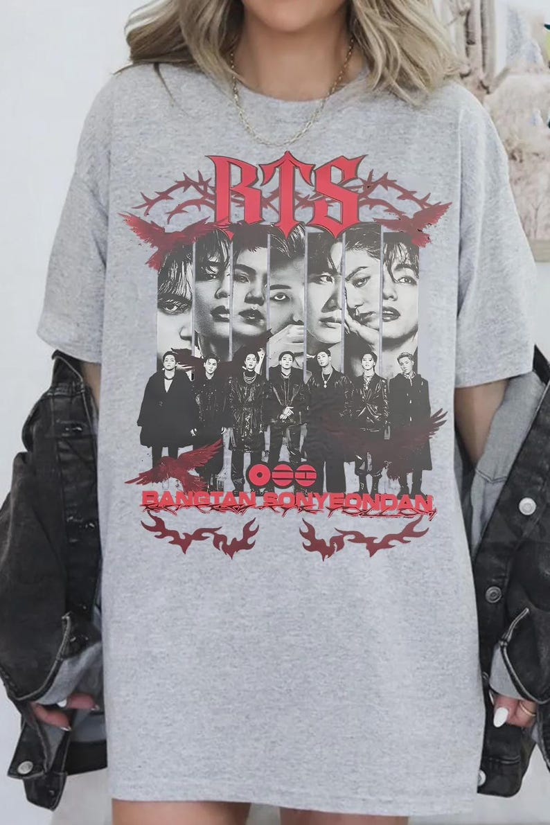

Гарячий продаж Bangtan Sonyeondan Тур 2026 Високоякісна Популярна Футболка, Мерч Концерту BTS Army Подарунок для Фаната Kpop Футболка XXXL червоний