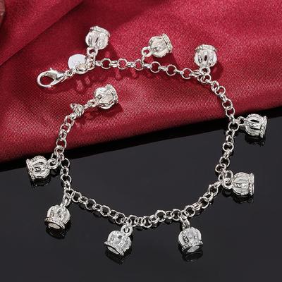 925 Silver Crown Charm Bracelets For Women Fashion Jewelry