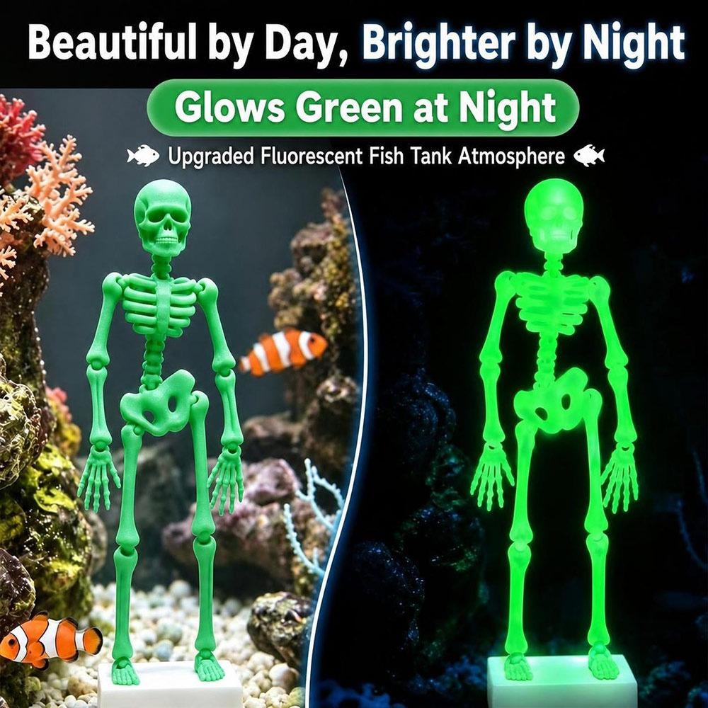 Bubble Activated Aquarium Skeleton Ornament Luminous Skeleton Air Stone Fish Tank Decoration