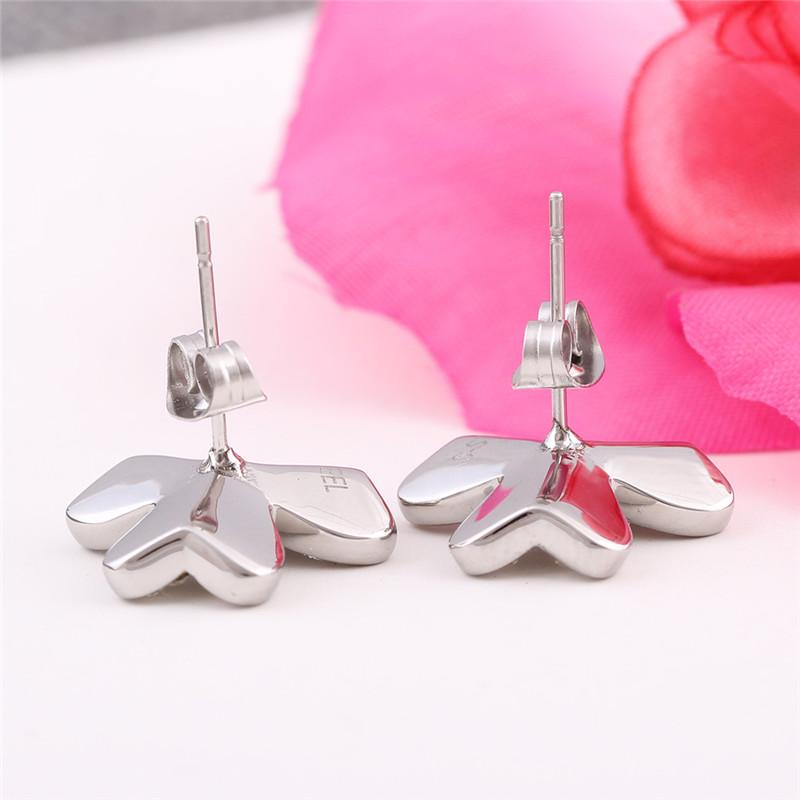 Stainless Steel Earrings with Zircon Flowers Female Crystal from Austrian Sweet Temperament Fine Jewelry Women