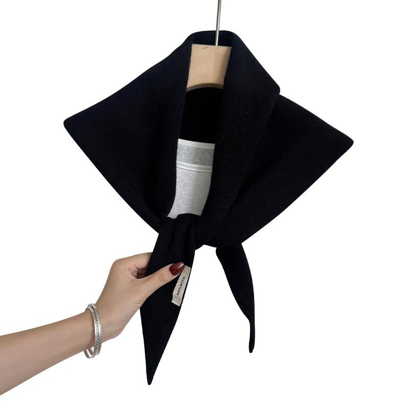 100% Wolle Winterschal für Damen Warme Dreieck Strickschals Hijab Einfarbig Damen Stola Wickel Schal Weiblich Pashmina Bandana Kopfschals Neu