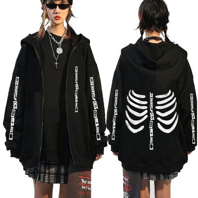 Singer Yungblud Skeleton Graphic Zipper Hoodie Men Women Fashion Rock Oversized Zip Up Jacket Male Casual Fleece Cotton Hoodies