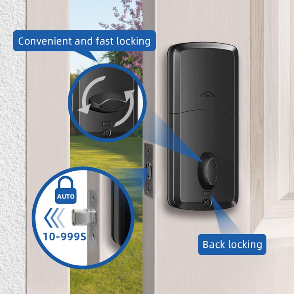 HEIYE Fingerprint Door Keyless Entry Smart Door Waterproof Auto TTlock IC Electronic Fingerprint Door Lock with Handle Lever Set for Front Doors Lock,