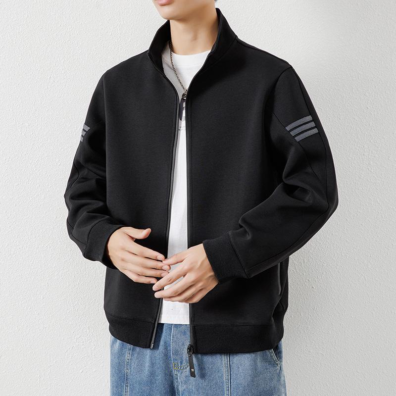 

Пальто мужское весна и осень новый американский модный бренд свободный мужской свитер с воротником-стойкой куртка на молнии кардиган топ 5XL чёрный