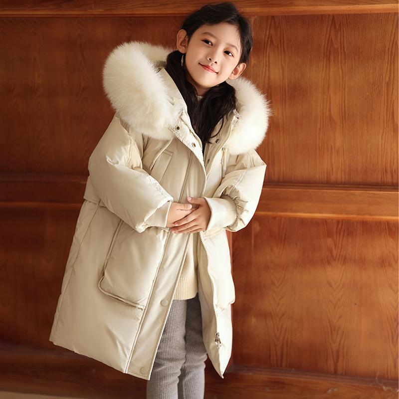 Boys' Down Jackets, Girls' Medium-length Thickened Coats, and Winter Children's Cotton-padded Clothes