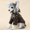 Small Dog Leather Jackets Motorcycles Styles Cyclists Coat with Metal Button Shoulder Belt Warm Fall Winter Pet Costume