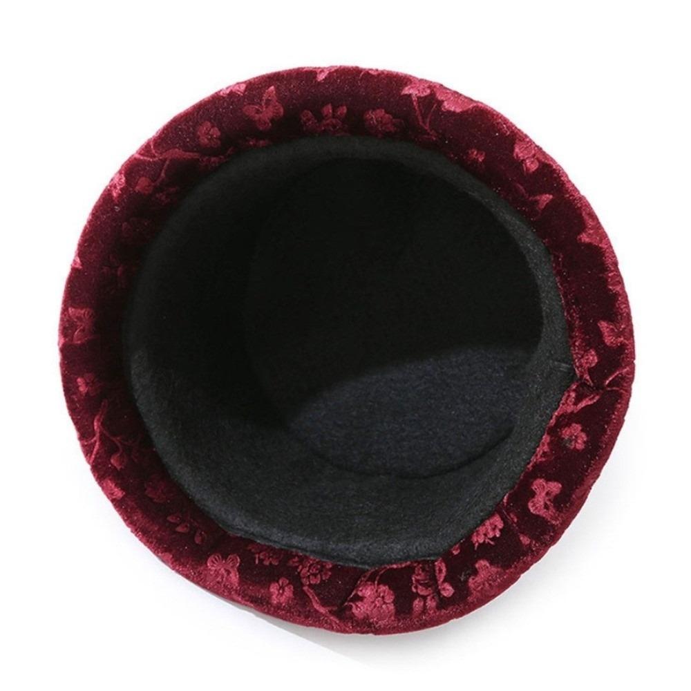 Fleece Lined Velvet Cap Thickened Winter Cap Classic Style Print Hat Daily Walk