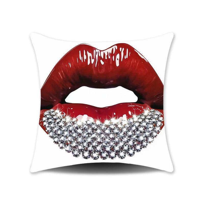 

New Art Red Lip Pillow Cover Home Decoration Cushion Sofa Cushion Cover Printed Series Sofa Pillow Decoration linen-45x45cm double-sided [without pillow core]