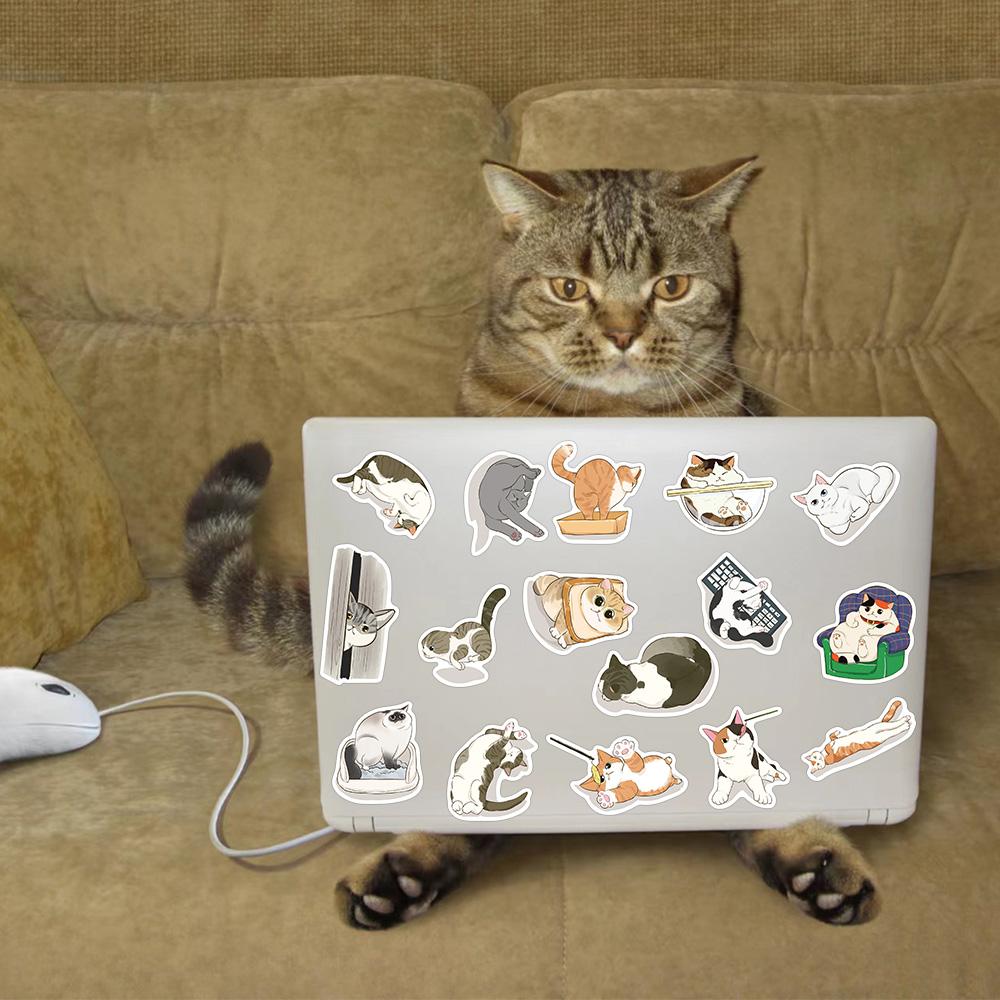 50pcs Cartoon Cat Stickers Decals For Phone Laptop Scrapbook Refrigerator Wall DIY Aesthetic Waterproof Stickers Creative Gifts