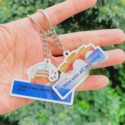 Internet Celebrity Road Sign Keychain - 'Miss You Here' Travel Souvenir, DIY Gift, Text Pendant for School Bags