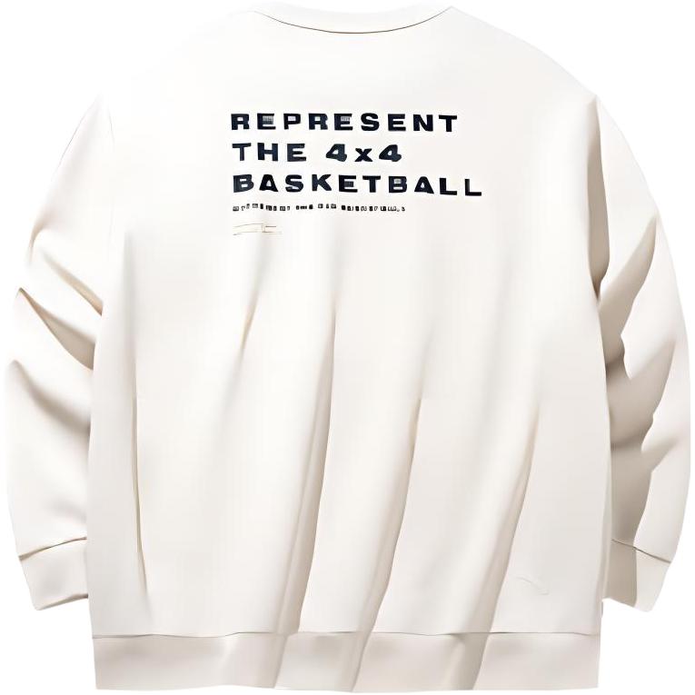 Anta Comfortable Casual Round Neck Pullover Letter Print Long Sleeve Sweatshirt Men Sweatshirt Mud-Gray 152431730-1