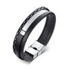 Vnox Bracelets Multi-couches en Cuir Personnalisés avec Logo Nom Citation pour Hommes Bracelet Identité en Acier Inoxydable Personnaliser Cadeau Papa Père