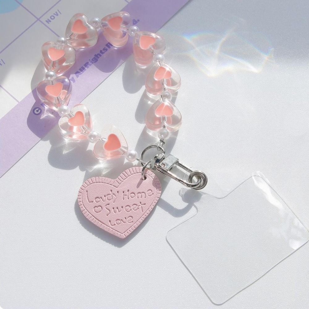 Love Beads Mobile Phone Lanyard Short Style Phone Anti-Lost Bracelet Cellphone Strap  Hanging Cord