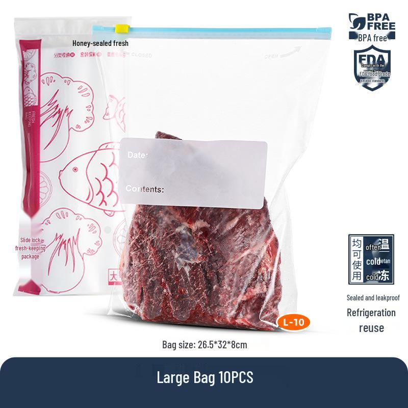 Food Grade Thickened Slide Lock Freezer Bag - Zipper Seal Storage for Fresh-keeping