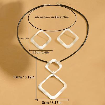 Necklace Vintage Personality Long Necklace Geometric Pendant Women's Metal Sweater Chain Set
