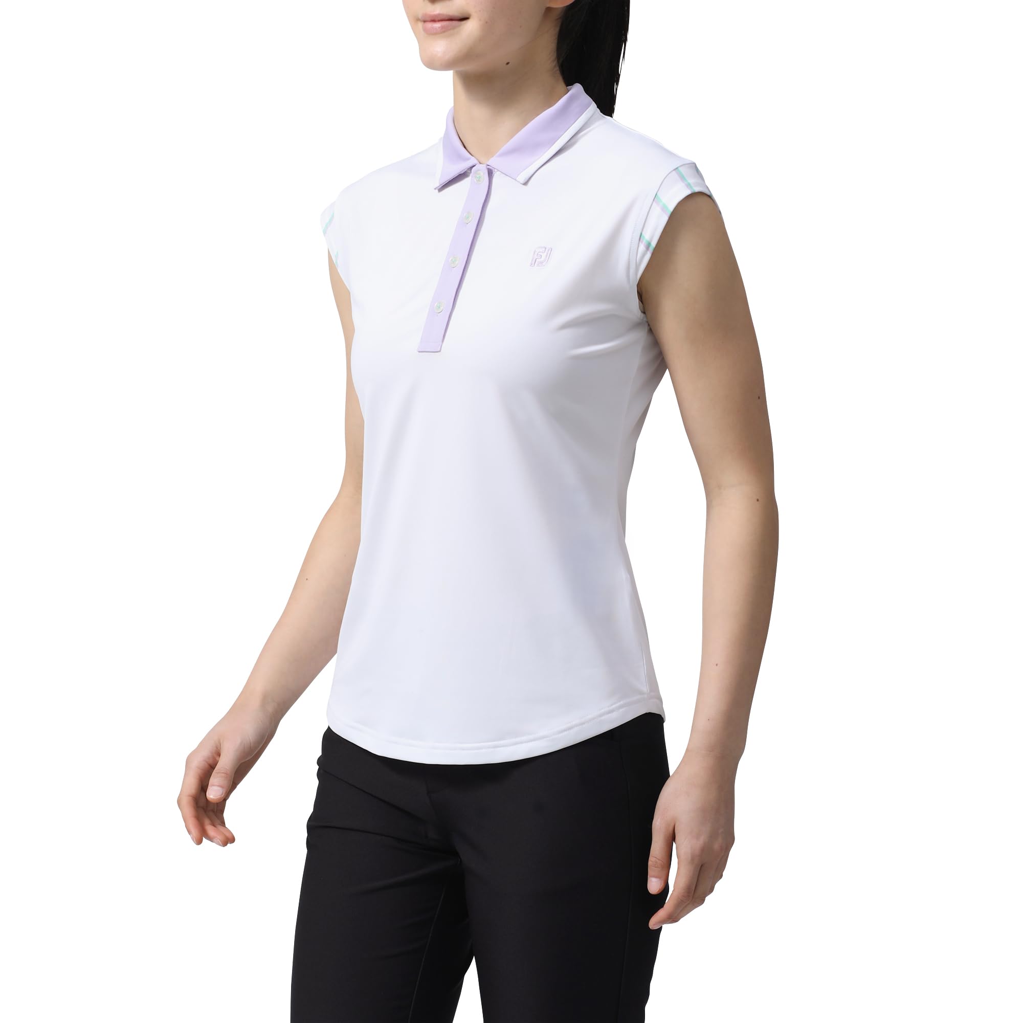 

Футболка с коротким рукавом FootJoy Shoulder Stripe, белая, женская, размер S, FJW-S24-S11, 81960-S