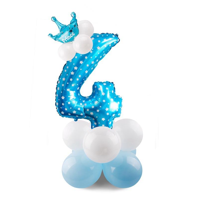 Gradual Change 32 Inch Digital Road Lead Balloon, Column Party Decoration Birthday Aluminum Film Latex Metal Balloon