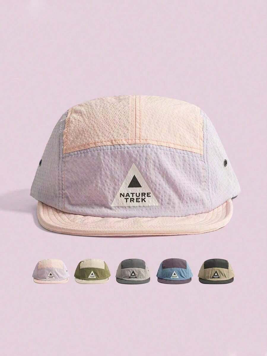 5-Panel Colorblock Quick-Dry Baseball Cap Unisex Lightweight Outdoor Sun Hat 1pcPurple