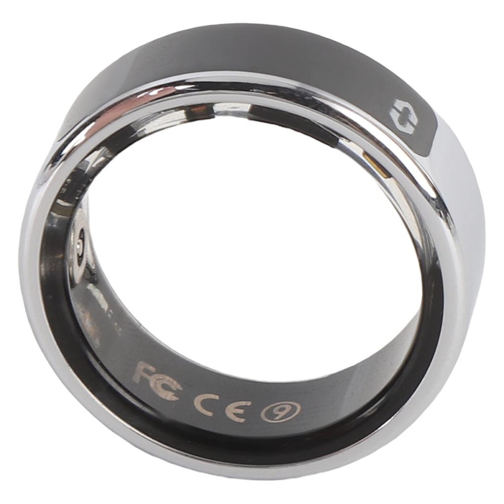 Smart Ring Silver Step Counter Splash Proof Smart Fitness Ring with APP Display Screen Touch Keys fo