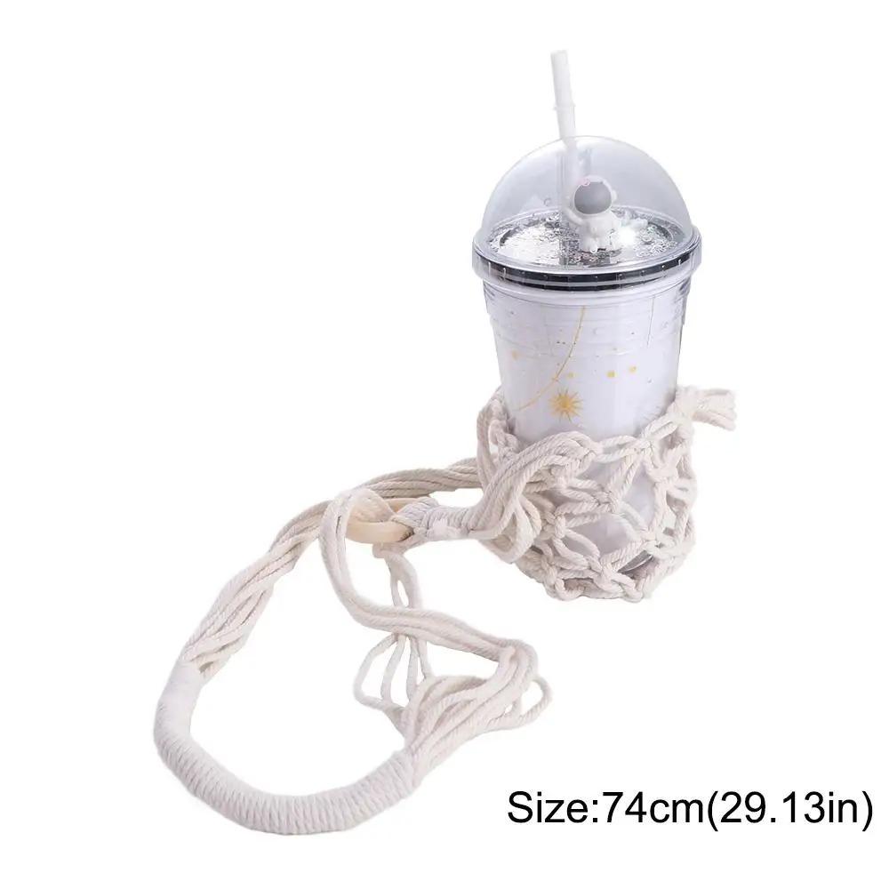 Cotton Rope Hanging Bottle Net Bag Hand-woven Knitting Cup Mesh Bag Wine Bottle Carrier Cup