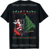 Forklift Lover Xmas Lighting Ugly Christmas T Shirts Men Cotton Humor Streetwear Tee Short Sleeve Unisex Loose Clothing