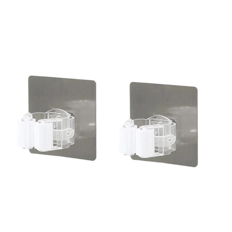 Multipurpose Powerful Mop Clip with No Punching Waterproof and Traceless Mop Hook Wall Mounted Broom Clip Kitchen Broom