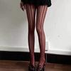 Sexy Stripes And Lace Fishnet Stockings Woman White Wine Red Gray Black Tights Thin Y2K Medias Socks Party Club Pantyhose
