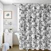 Blue Shower Curtain,Cotton Floral Cottagecore,Elegant Floral Fabric Shower Curtain Machine Washable Waterproof Bathroom Decor