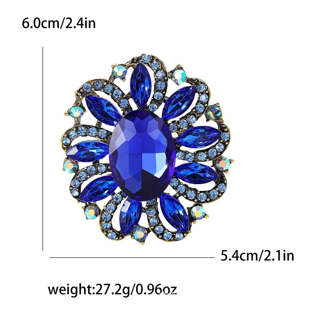 Spilla Brooch in Lega e Vetro Retrò - Gioiello Elegante per Sciarpa e Cappotto da Donna