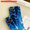 2DFlat Blue Neon Tunnel Light Maze All Inclusive Film Hard Phone Case, Compatible with iPhone 18 Pro Max 17 16 15 14 13 12 11