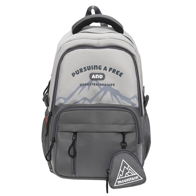 

Женский школьный рюкзак Color Block в стиле колледжа для учеников средней школы с принтом и кошельком для монет серый