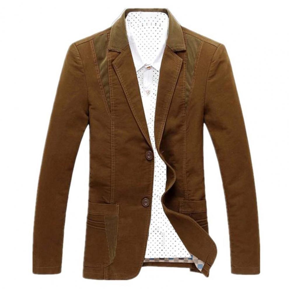 Autumn Winter Men Blazer Color Block Single Breasted Suit Coat Korean Style Solid Slim Pockets Suit Jacket For Office