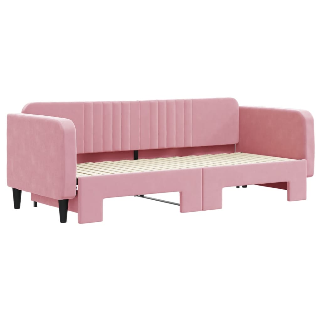 Pull Out Daybed Pink 80x200 Cm Velvet