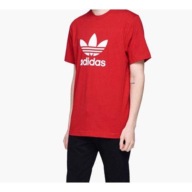Adidas Originals Trefoil Logo Sports Short Sleeve T-Shirt Men Tops Red DX3609