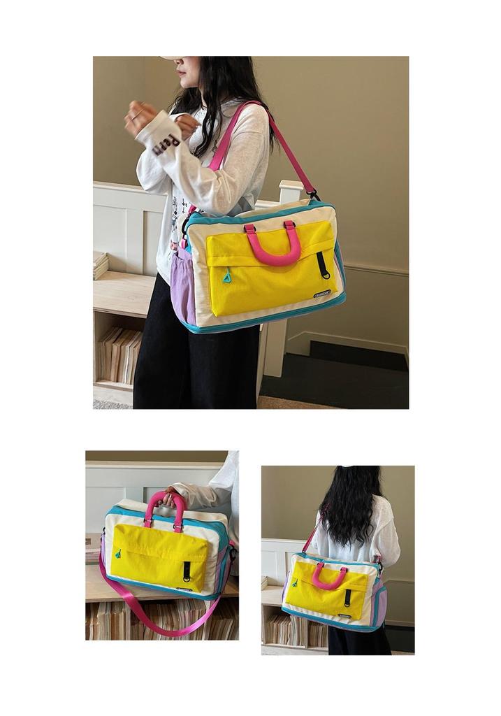 Fashionable Large-Capacity Lightweight Travel Bag for Women and Men - Handheld, Shoulder, Crossbody, Sports, Fitness, Patchwork Storage Luggage Bag