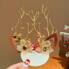Plush Children Deer Antler Hair Clip Bowknot Christmas Hat Headabnd Lovely Elk Hair Clip  Girls