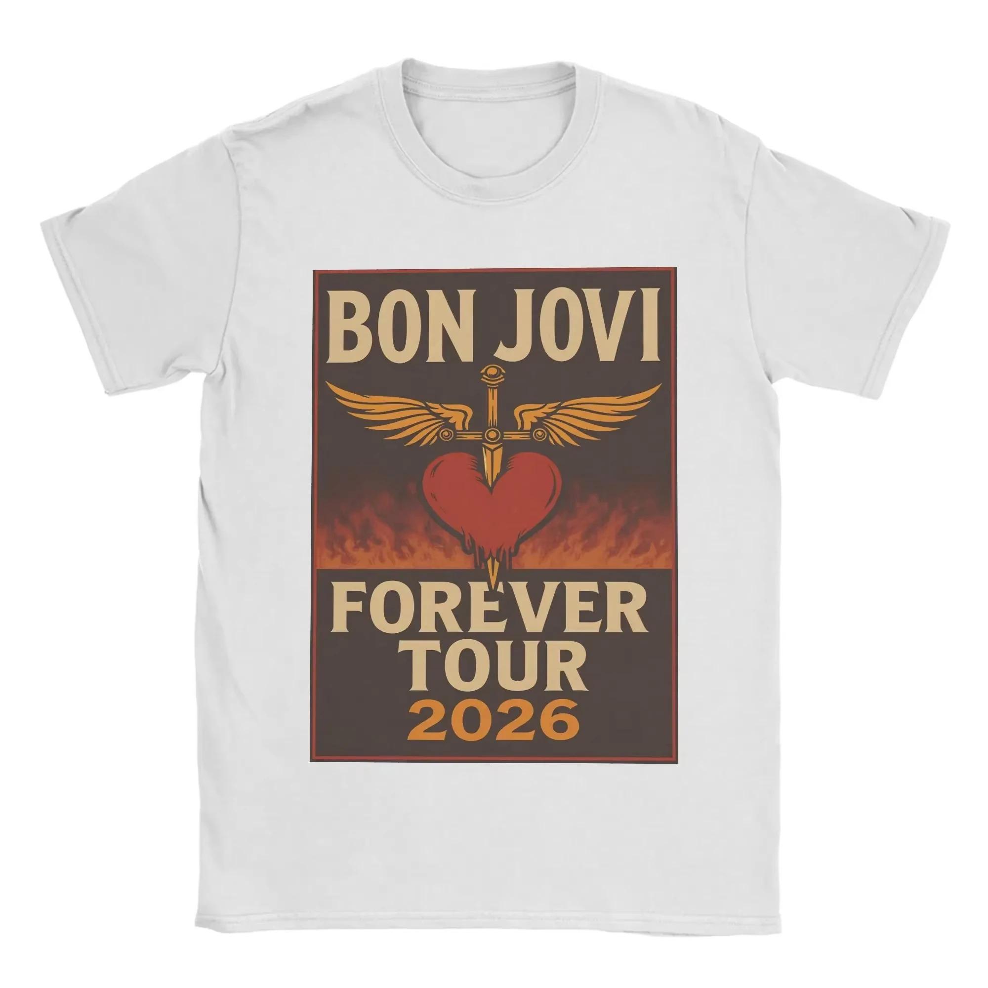 Bon Jovi  Forever Tour 2026  Vintage Heart & Dagger Wings Graphic T-Shirt | Classic Rock Music Concert Merch Tee 4XL